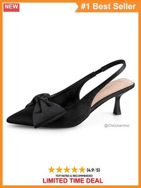 Women's Bow Slingback Kitten Heels Pointed Toe Pumps Dress Shoes